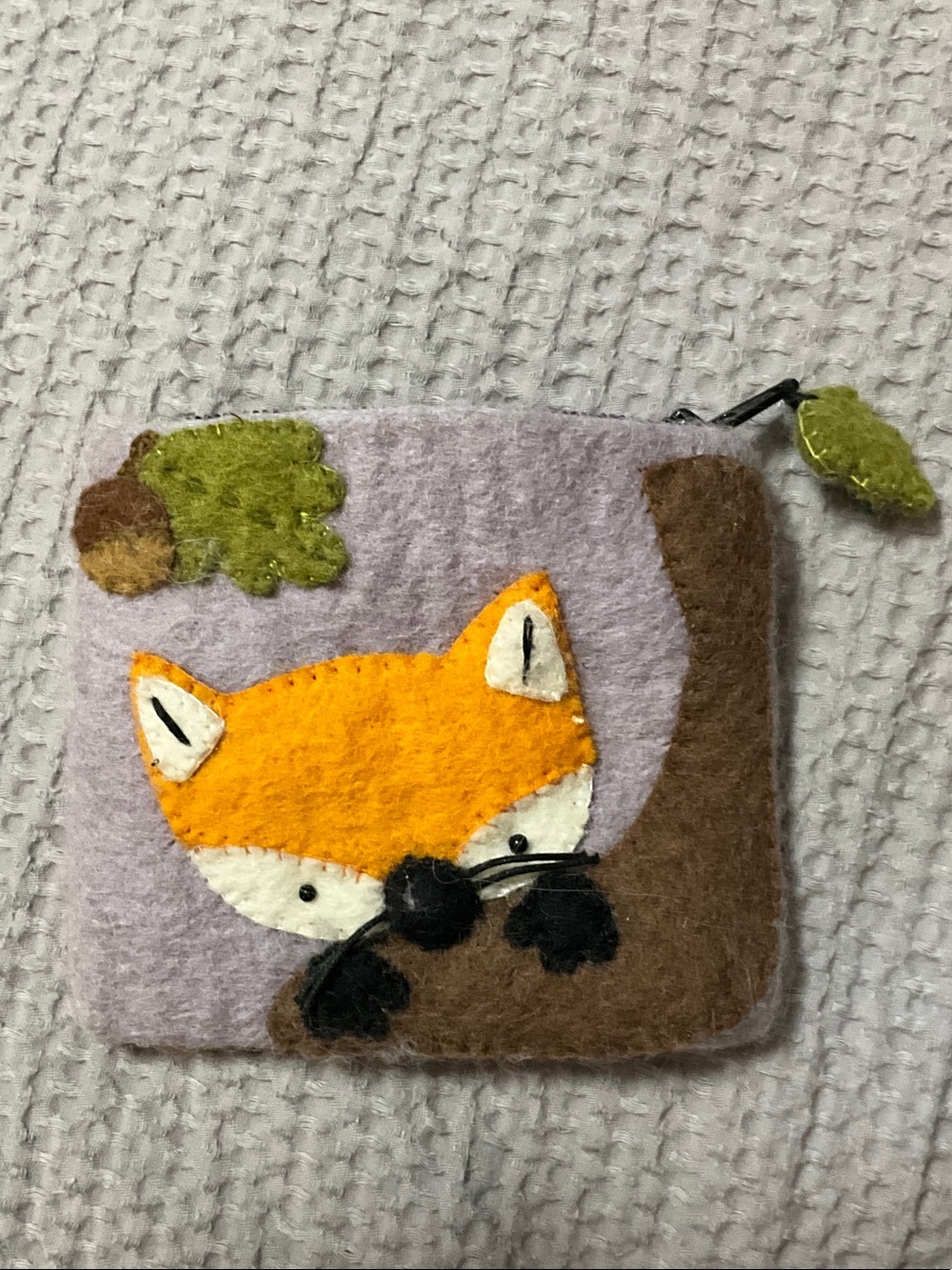 Felt Coin Purse - Adorable Fax - Lavender and Orange